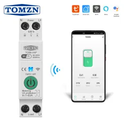 63A TUYA WiFi MCB Smart Circuit Breaker Over Current Under Voltage Protection Power Metering Wireless Remote Control Switch