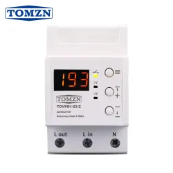 Din rail 63A 90-270V Adjustable over under voltage proteciotn device automatic reconnect protector with voltage display