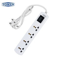 TOMZN 4-Outlet Power Strip Adjustable Voltage&Current Protector Universal EU Plug AC230V 1-16A 50/60Hz Voltage Display