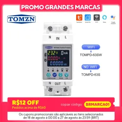TOMZN 63A 110V 230V WIFI Smart Switch smartlife Kwh Metering Circuit Breaker Timer with voltage current and leakage protection