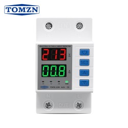 TOMZN Adjustable Voltage&Current Protector Cut off L+N Isolation AC 110V 230V 63A Over/Under Voltage Over Current Protection