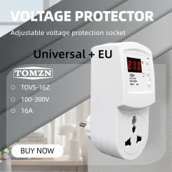 TOMZN Official EU Plug Universal Socket Auto Voltage Protector AC 110V 230V 16A TOVS-16Z OVP UVP For Household Air Conditioner