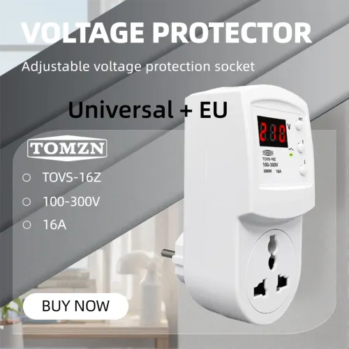 TOMZN Official EU Plug Universal Socket Auto Voltage Protector AC 110V 230V 16A TOVS-16Z OVP UVP For Household Air Conditioner