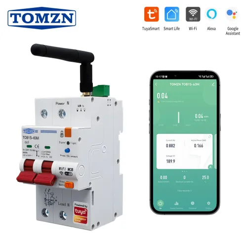 TOMZN TOB1S-63M TUYA Smartlife WIFI Circuit Breaker Smart Switch Remote Control Over/Under Voltage Current Protecion Temperature