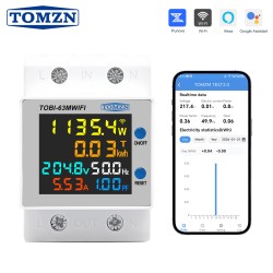 TOMZN TOBI-63MWIFI 6IN1 meter WIFI Smart Circuit breaker Voltage Current Power Bidirectional Energy frequency PF 85-265VAC 63A