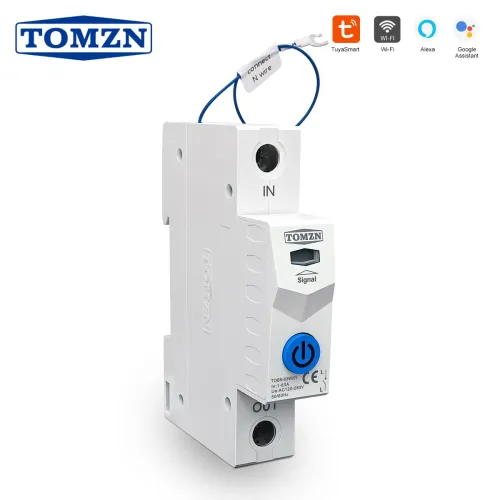 TOMZN TUYA 1-63A TOMZN 1P WIFI Smart Switch Energy Meter Circuit Breaker voltage current protection Relay temperature control