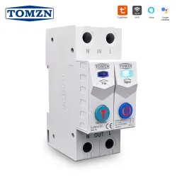 TOMZN TUYA 1-63A TOMZN 2P WIFI Smart Switch Energy Meter Circuit Breaker voltage current leakage protection Relay cut off L+N