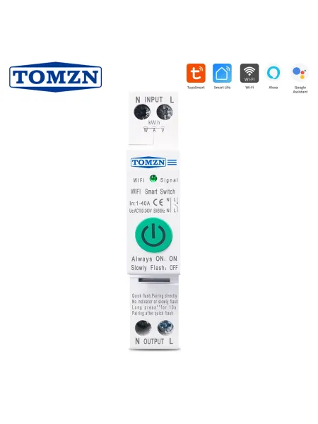 40A Single Phase WIFI Smart Switch Energy Meter Kwh Metering Monitoring Circuit Breaker Timer Relay MCB TUYA smartlife